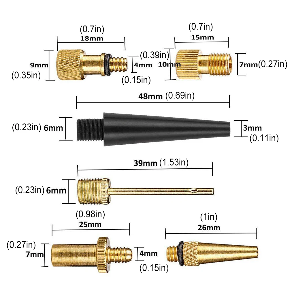 Bike Pump Tire Valve Adapter Assortment Set Wheel Soccer Ball Football Volleyball Air Mattress Inflator Nozzles