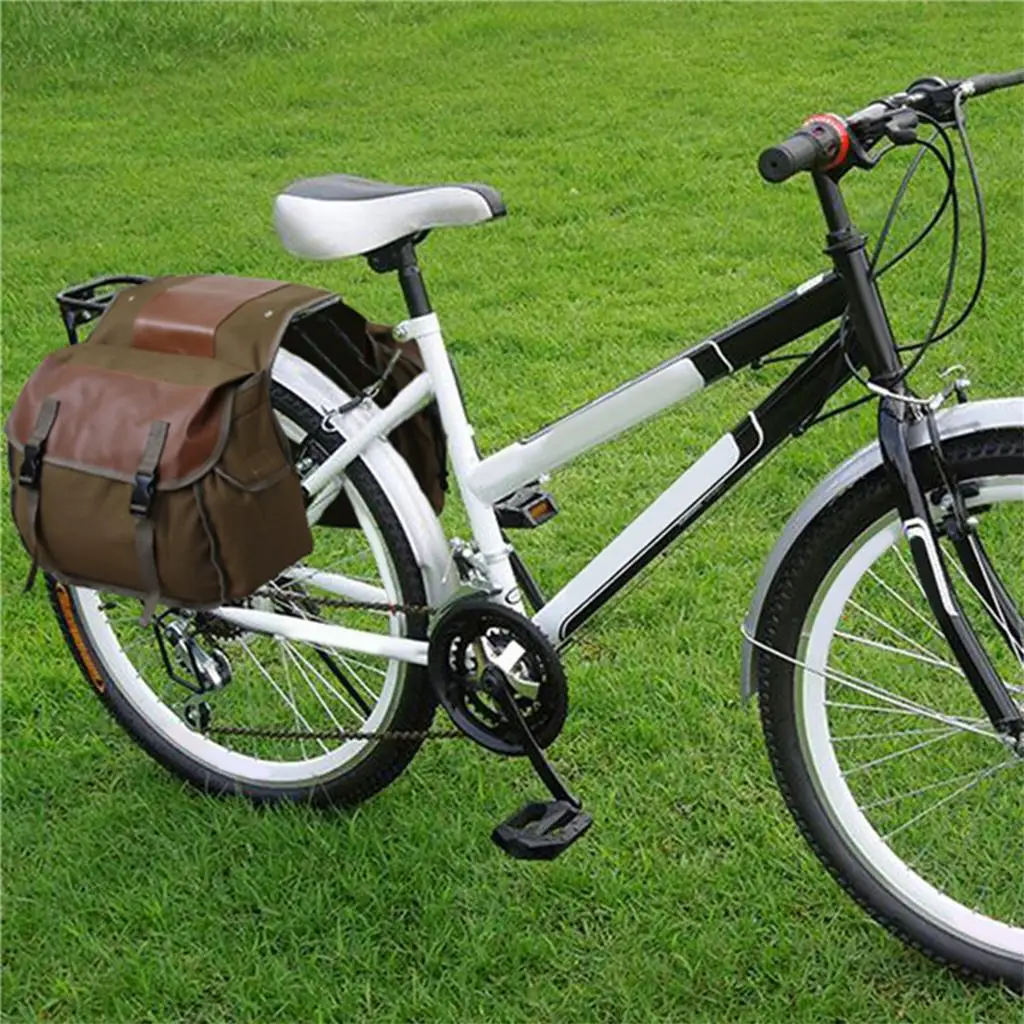 

Bicycle Double Pannier Bags Large Capacity Canvas Saddlebag Carrier for Mountain Bike and Groceries
