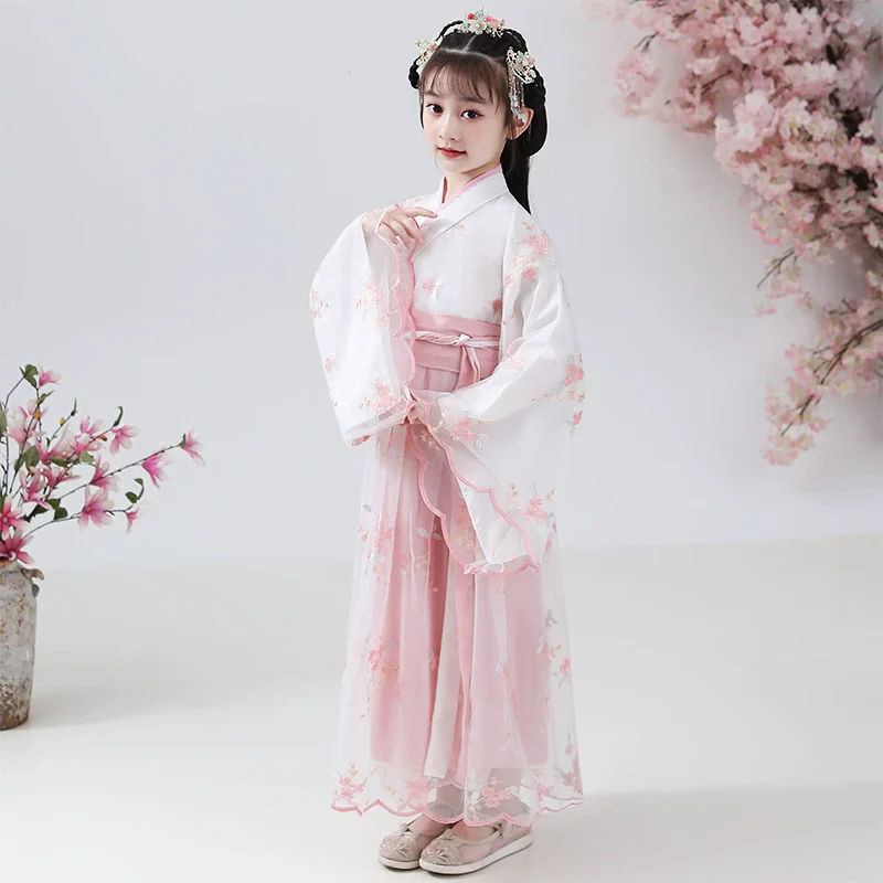 Hanfu فتاة الصيف ملابس الأطفال الاطفال الجنية تانغ زي فستان الأميرة رداء fille الزي الطفل فساتين الحفلات الفتيات