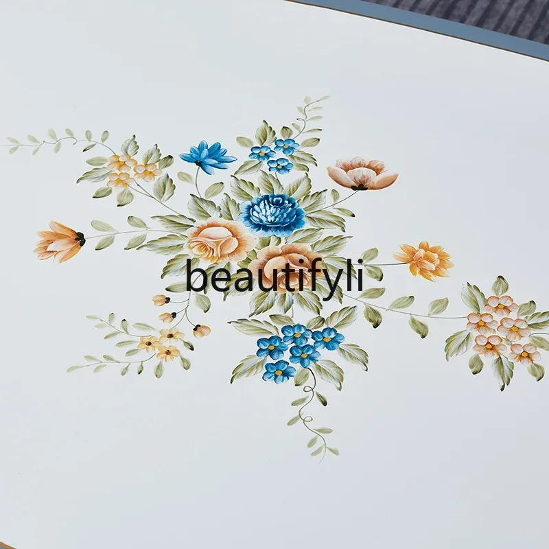 A55 Tavolino europeo dipinto in legno massello Tavolo da tè moderno Combinazione di mobili TV Tavolo da tè per soggiorno di lusso leggero americano