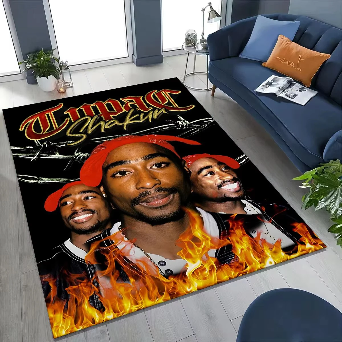 3D T-Tupac 2-2pac Rapper Hip Hop Rap God Rug Carpet Rug Art for Room Decor Sofa Gift Kid Game Area Fans Rug Non-slip Floor Mat