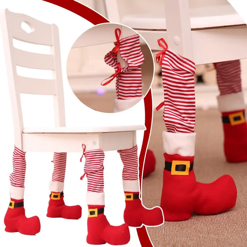 Christmas Decoration Chair Leg Cover Table Chair Legs Sleeves Funny Furniture Sock Floor Protectors for Xmas Holiday Party Home