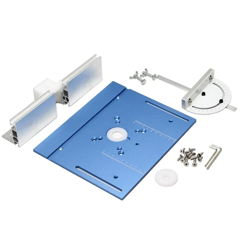 

Multifunctional Aluminum Router Table Insert Plate with Miter Gauge for Woodworking Joinery Benches and Wood Cutter Table Saw