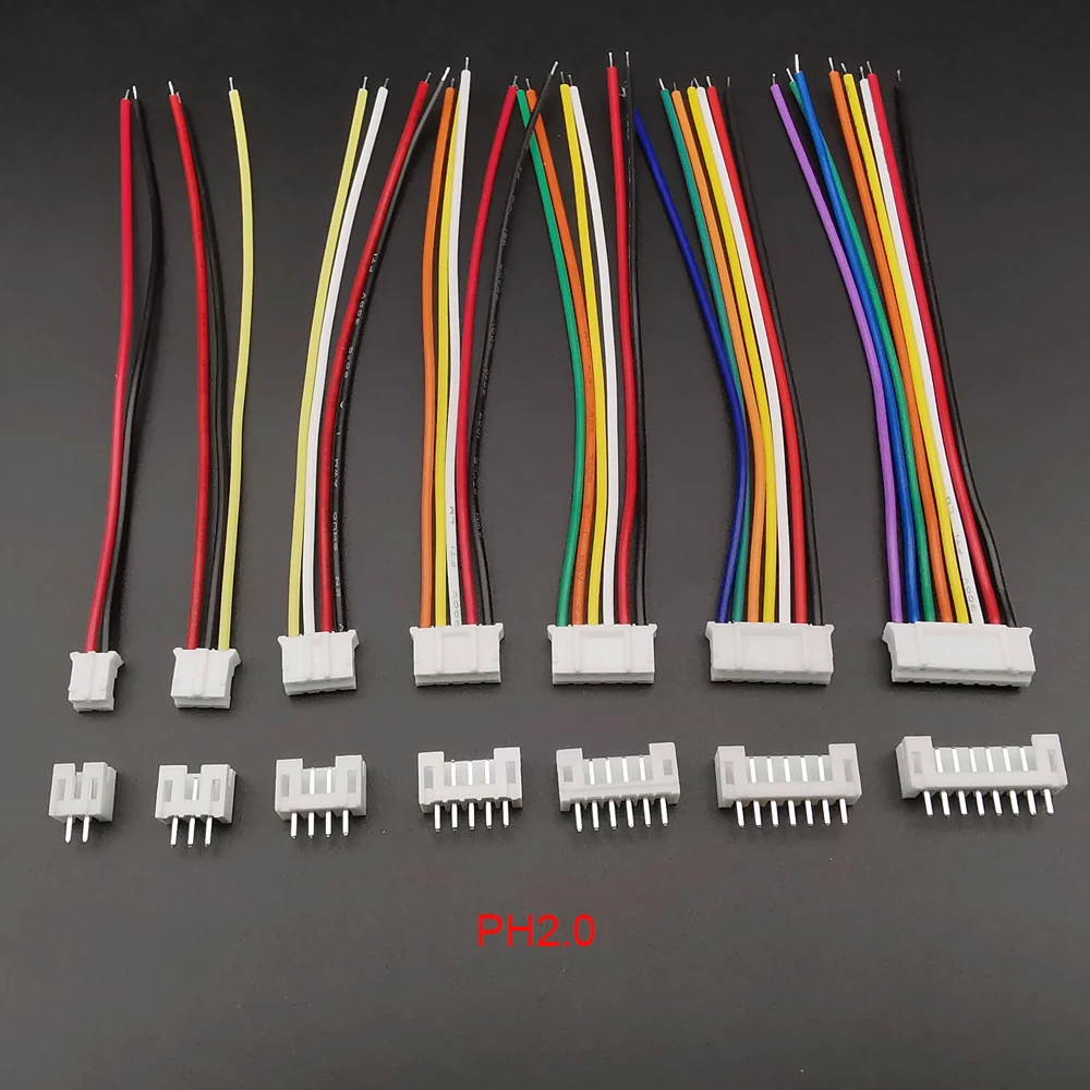 5Pair JST PH2.0 JST XH2.54 2.0mm 2.54mm Connector Female+Male Connector with Wire 2 3 4 5 6 7 8Pin Cable with Socket 10CM 20CM