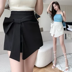 Black Short Skirt Pants Women's Spring 2023 New Bow Design High Waist Shorts Small Half Skirt