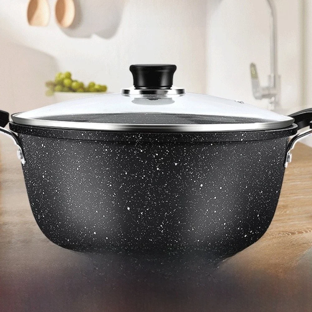 22CM Metal Soup Pot with for Dual Heat-Resistant Handles and Uniform Interior Finish for Consistent Home Cooking Results