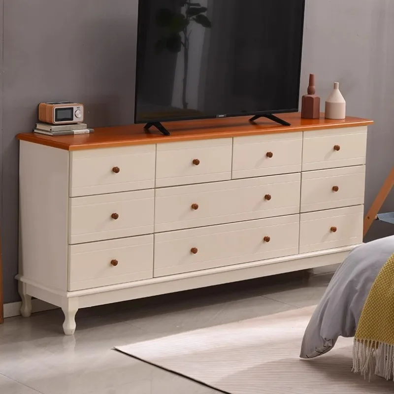 Nordic American Mediterranean solid wood ten chest cabinets extended living room bedroom TV cabinet entrance drawer storage