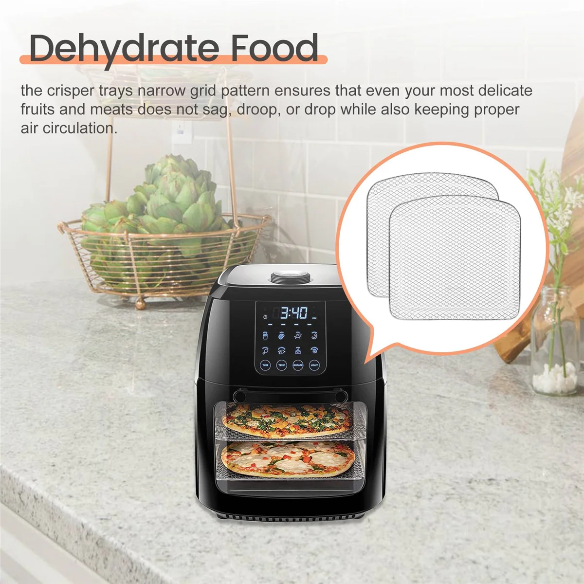 ملحقات مقلاة الهواء لرف الجفاف، هواء لـ 6QT، أريا وفرن مقلاة الهواء، رفوف التجفيف، الفواكه واللحوم