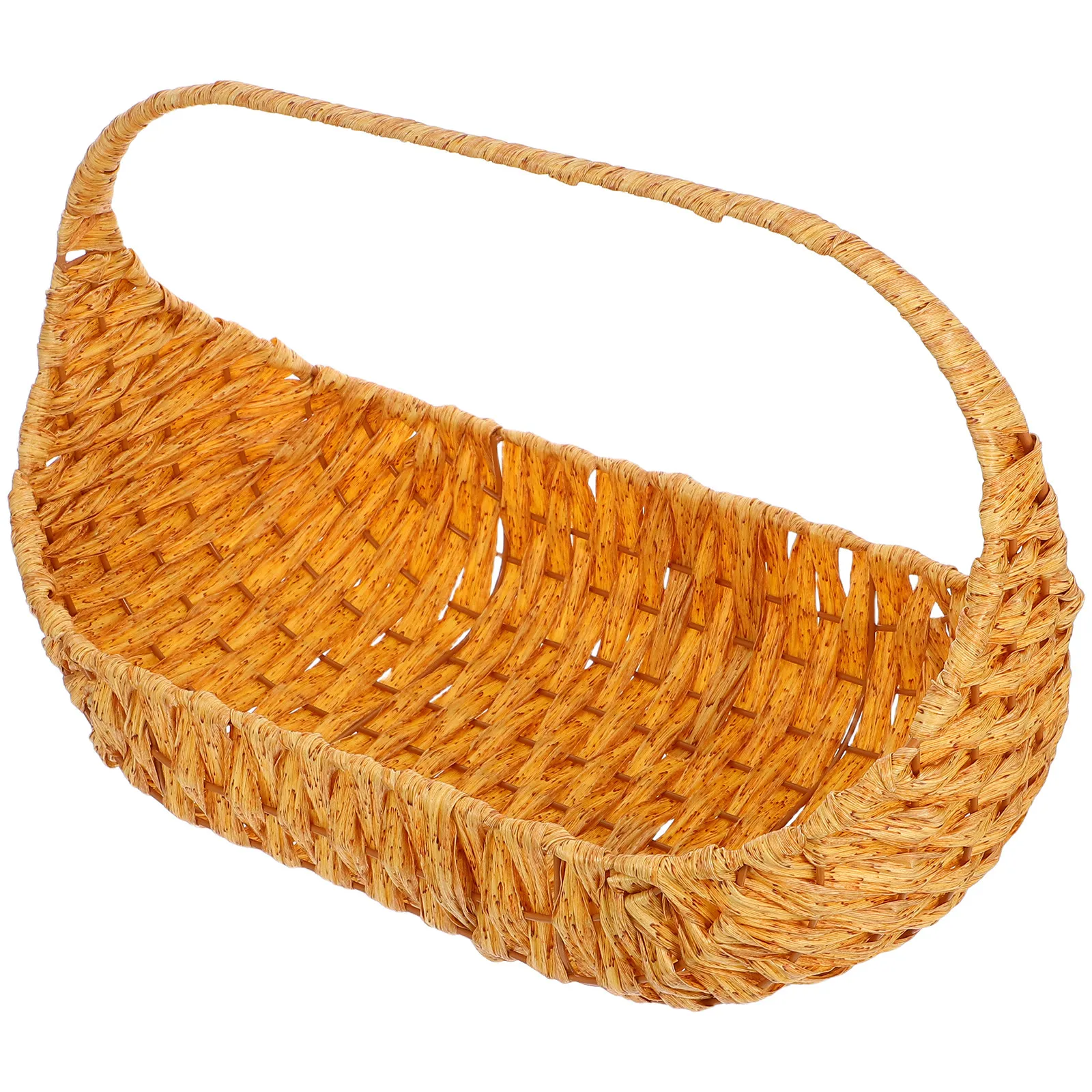 

Portable Handwoven Faux Rattan Basket for Picnic Fruit Vegetable Harvest Garden Gathering Candy Cheese Storage Decorative Flower