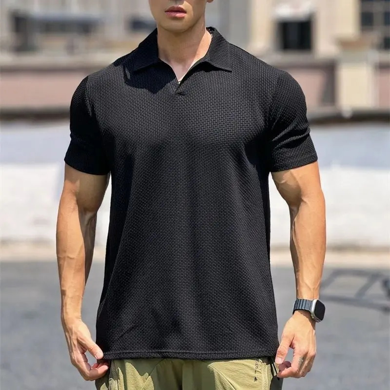 2024 new fashion POLOT T-shirt today Clothing Outdoor casual lapel short-sleeved T-shirt top Fashion plaid T-shirt men's wear