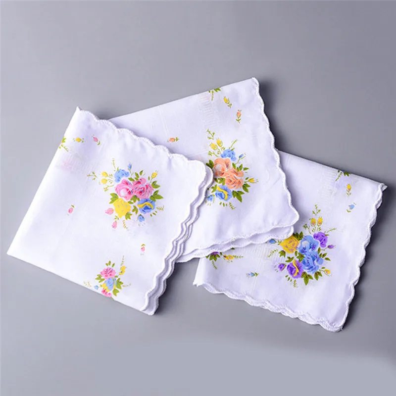 3 Stück 28x28cm Vintage Baumwoll-Taschentücher für Damen mit Stickerei von Schmetterlingen und Blumen, sortierte Stofftaschentücher für Damen. – Detail 5