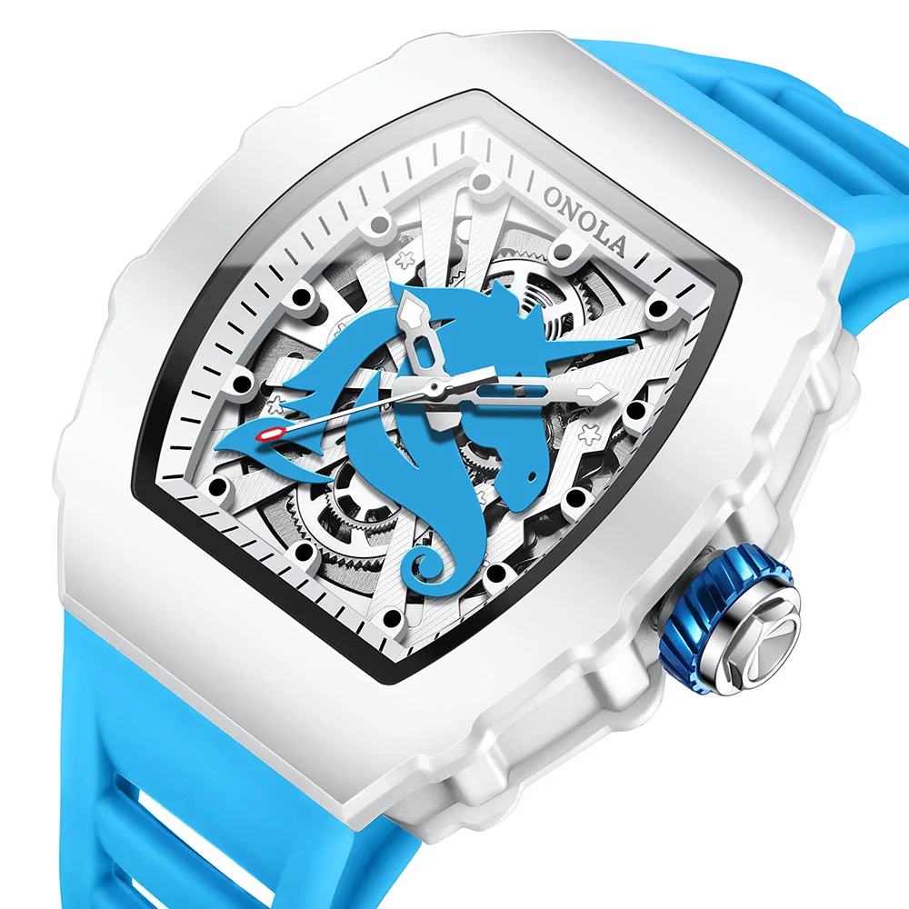 

ONOLA 3866W Luxury Fashion Sports Men Watch Tonneau Waterproof Automatic Mechanical Watch Military Watch Men Wristwatch Clock