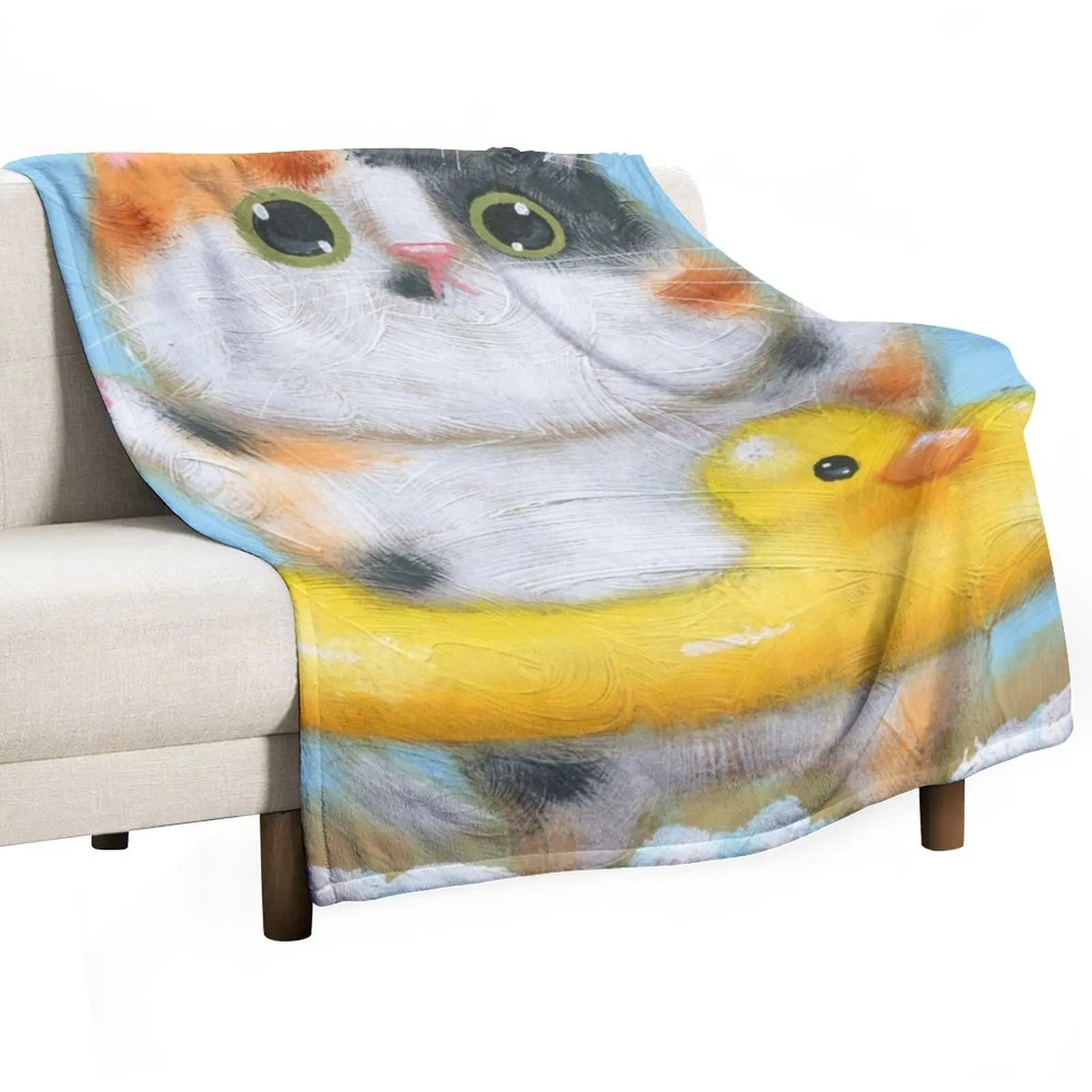 

Rubber Ducky Kitty 2 Throw Blanket Bed linens manga Thermal for winter Blankets