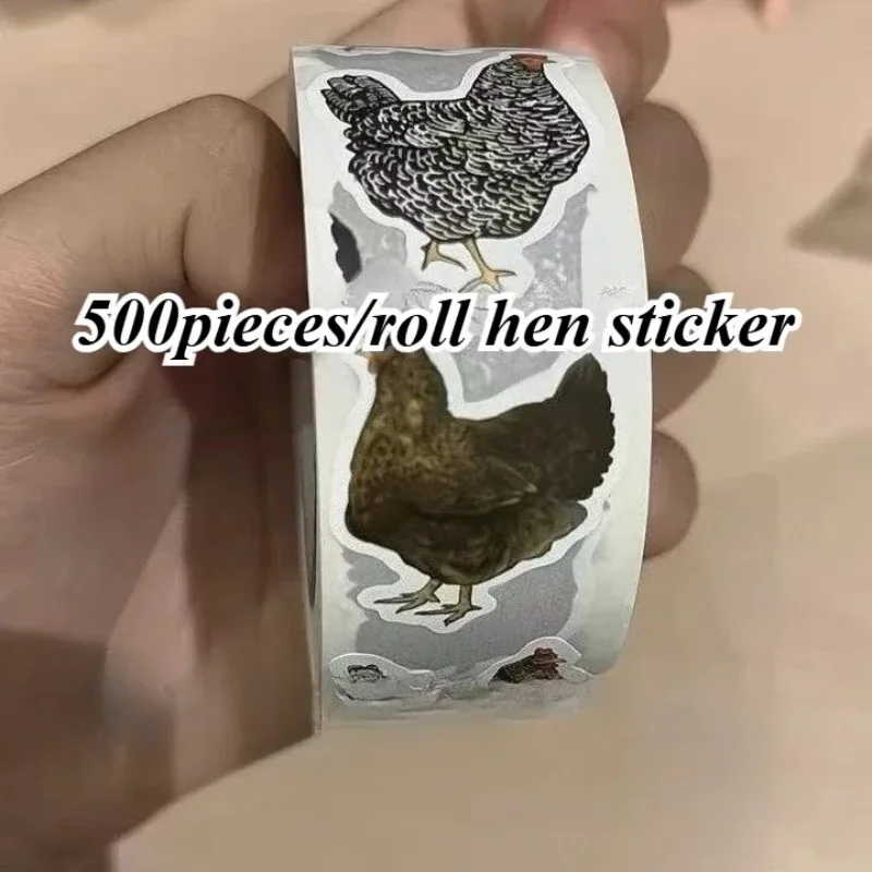 500Pcs/roll Large Capacity Fun Hen Stickers Scrapbooking Journal DIY Decal Prank Chicken Sticker for Classmate & Friends