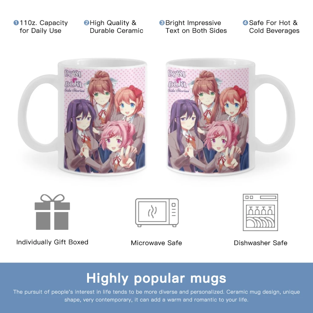 

DDLC D-Doki L-Literature Free shipping Coffee Cups Ceramic cups creative cups and cute mugs Personalized Gift Cup For Tea