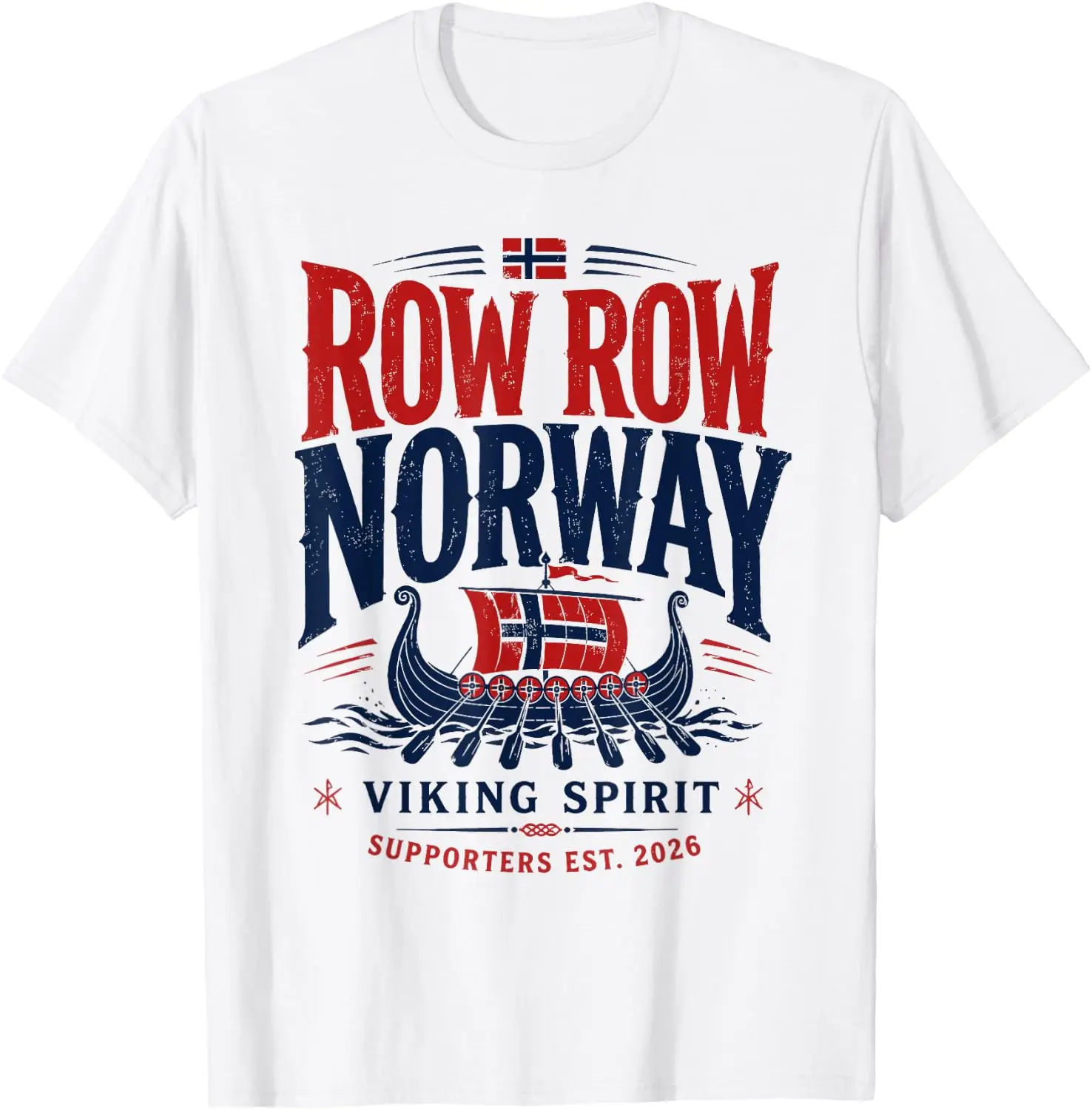 Norwegian Viking Ship Flag Boat Norway Heritage T-Shirt 100% Cotton Trendy Y2K Short-Sleeve Tee-Soft, Quick-Drying,