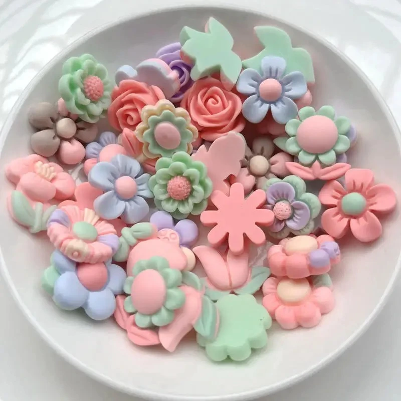 20PCS  Flat back resin beautiful and fresh morning glory DIY children hair card mobile phone case decoration material