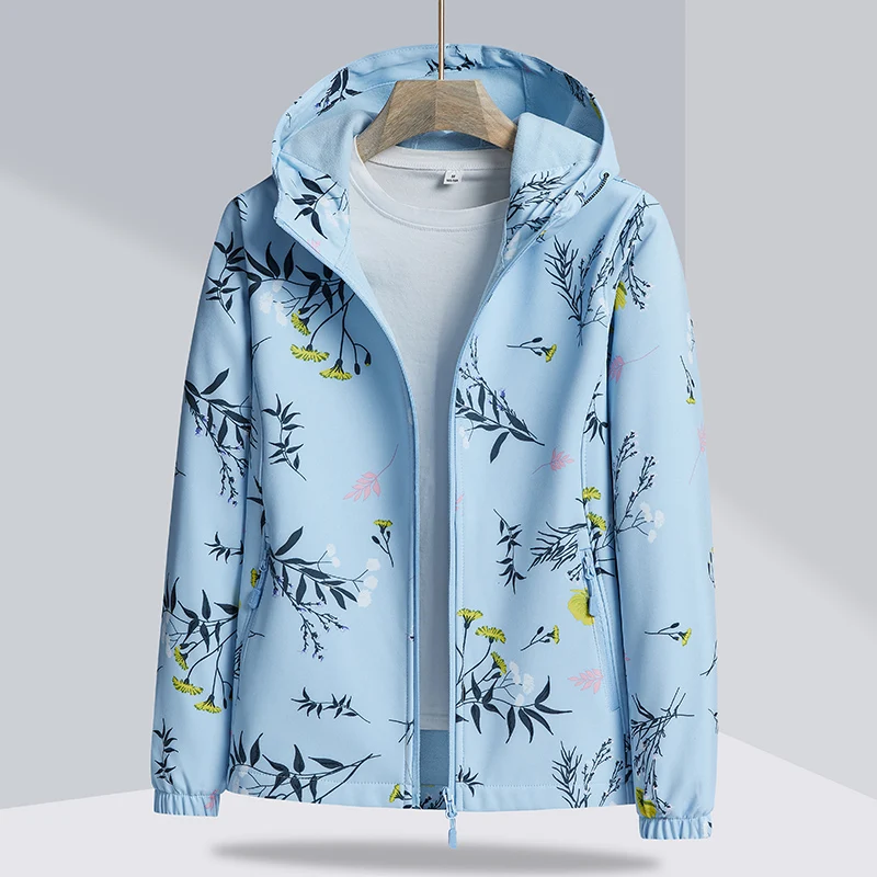 New Fleece Soft Shell Jacket Couple's Autumn and Winter Waterproof Thickened Warm Printed Coat Women's Casual Sports Windbreaker