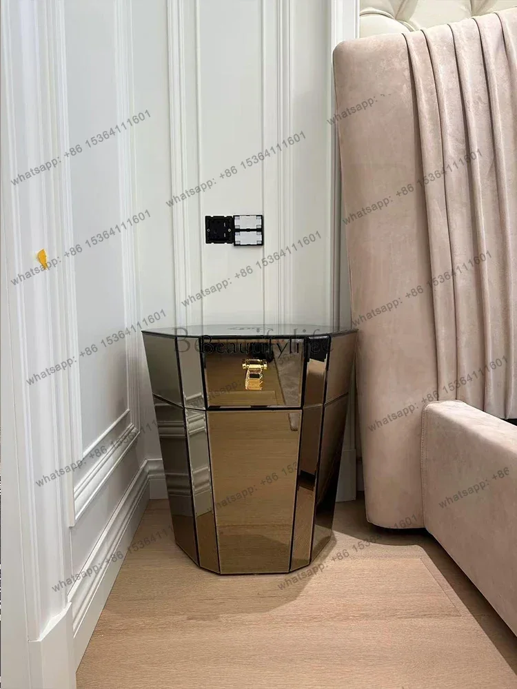 FG High-end Customized Sofa Side Mirror Glass Flower Frame Bedside Table