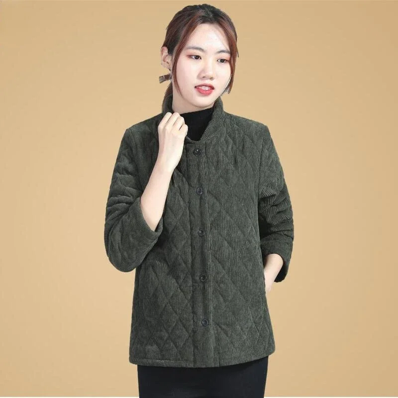 Corduroy Winter Coat Women Puffer Jacket Winter New Korean Style Long Ladies Over-the-knee Cotton Padded Jacket Keep Warm
