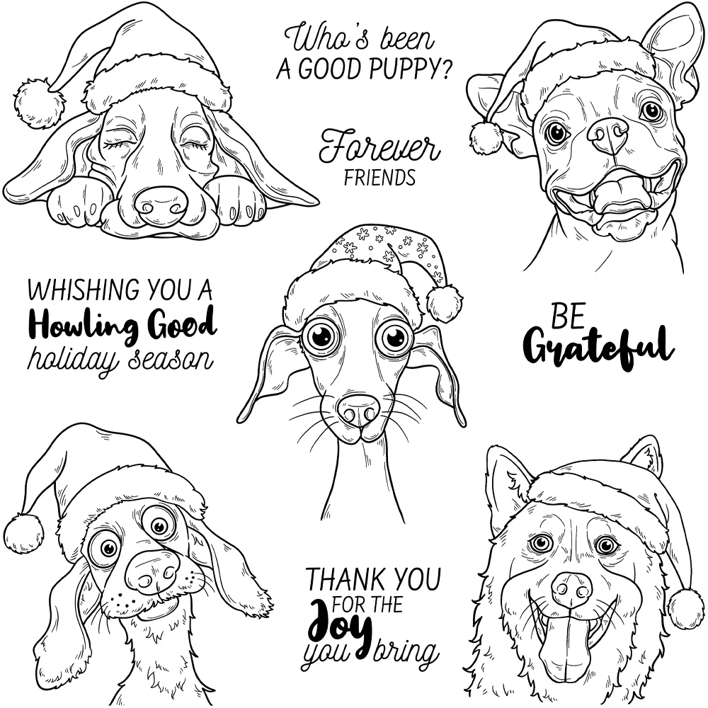 Mangocraft Cute Christmas Puppy Dogs Cutting Dies Clear Stamp DIY Scrapbooking Metal Dies Silicone Stamp For Cards Albums Decor