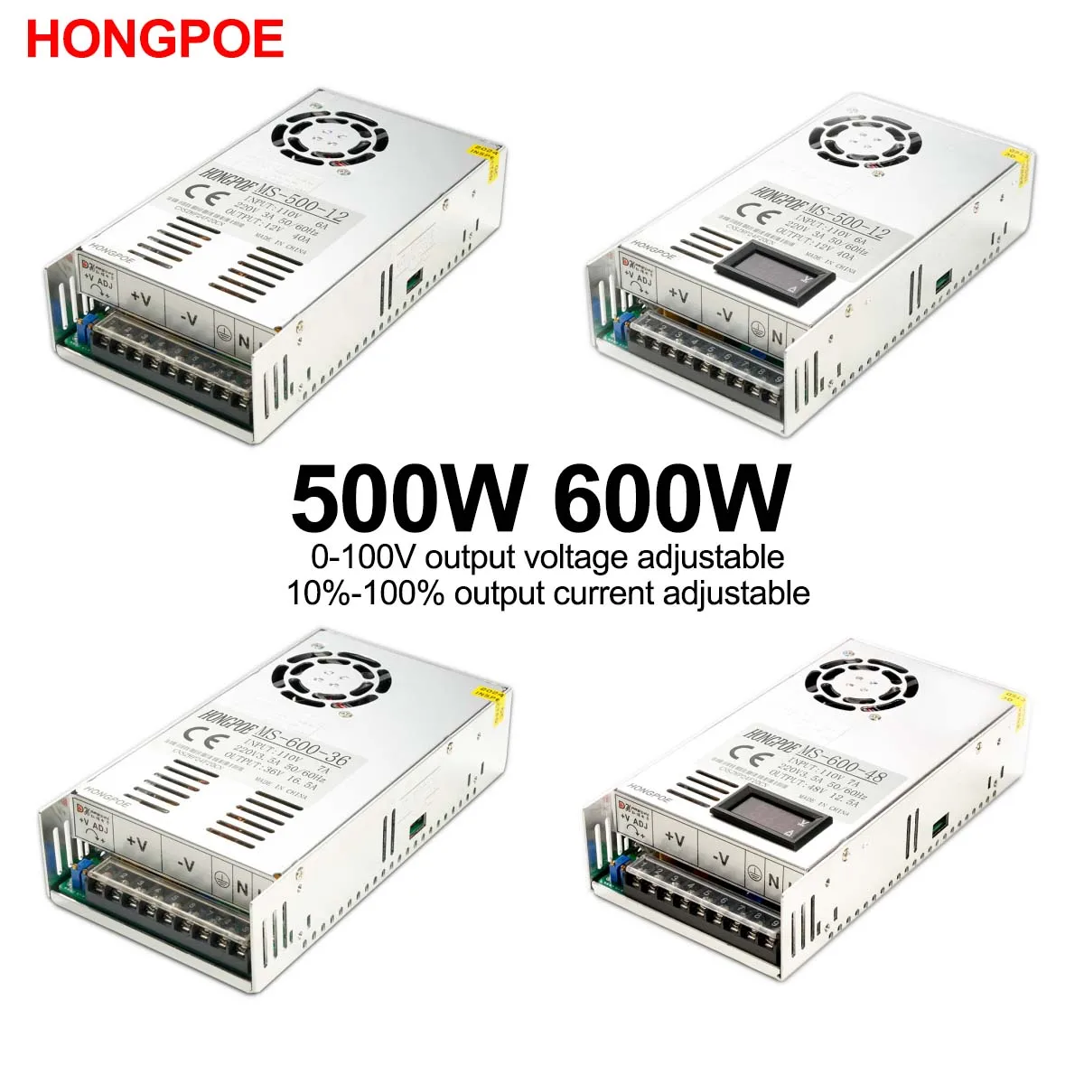 

Digital Display 500W 600W Adjustable Power 0-12V 15V 24V 36V 48V 60V 72V 85V 90V 110V 150V 200V for DC Motor Battery LED Light
