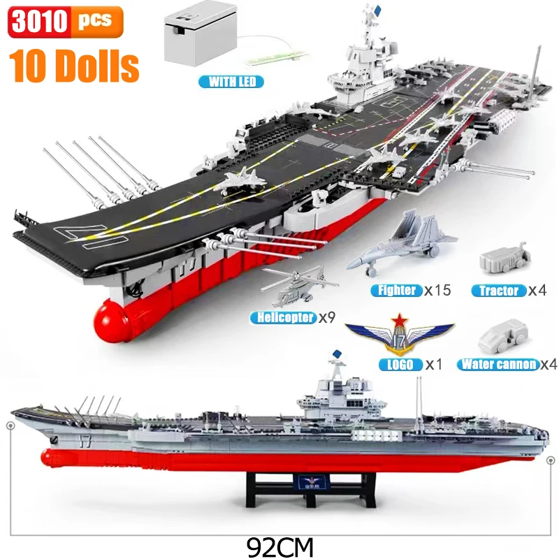 SEMBO Shandong Aircrafted Carrier Modular Building Blocks Military Navy Battleship Model Bricks WW2 Soldiers Weapon Kid Toys