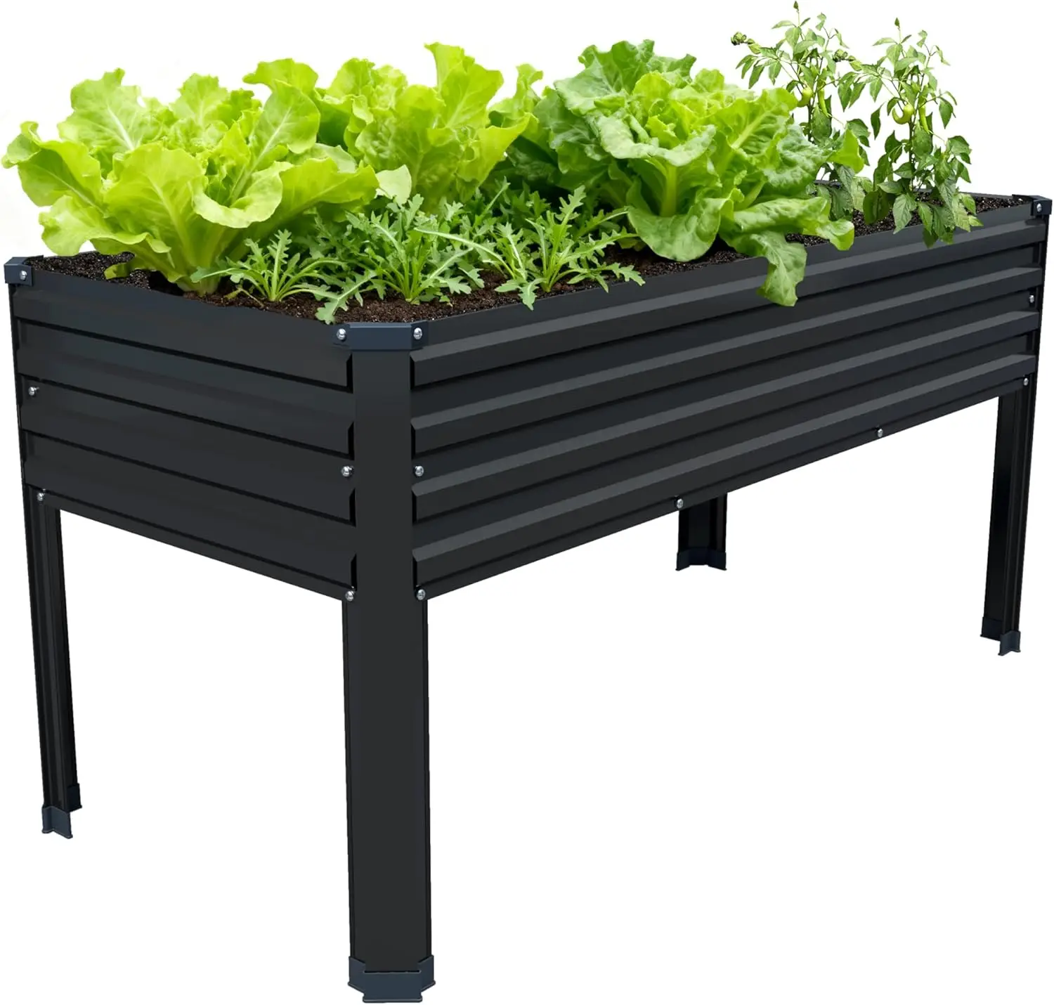 

48×24×30in Galvanized Raised Garden Bed,Metal Elevated Planter Box with Legs for Patio,Balcony,Backyard,300lb Capacity