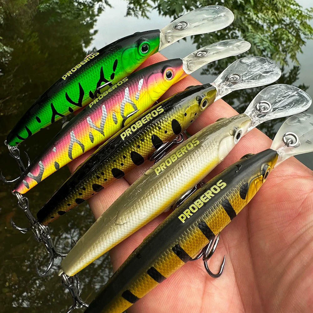 

PROBEROS 1pcs Fishing Lure 13g 12.5cm Hard Artificial Minnow Lures 5 Color Crankbait Fishing Baits 4# Treble hook DW611