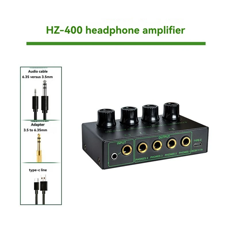 4 Channel Low Noise Stereo Audio Amplifier Professional Headphone Amplifier for Sound Mixer PC Guitar SET 2-A69M