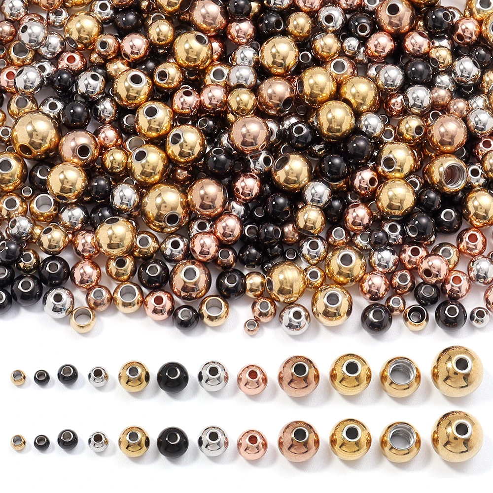 Rvs Kralen Goud Kleur Multi Size Losse Spacer Ronde Kralen Voor Sieraden Maken Diy Ambachtelijke Armband Oorbel Accessoires