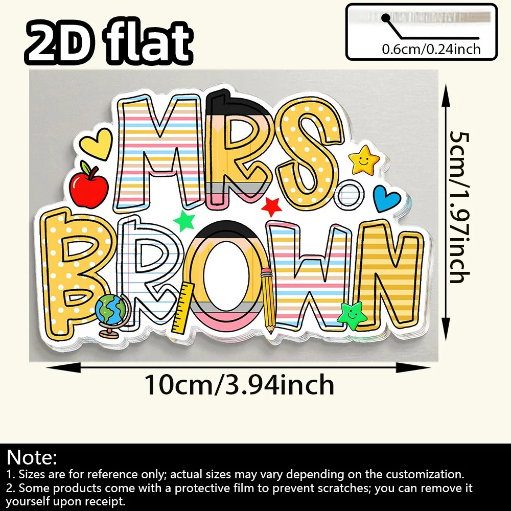 Custom Personalized Teacher Name Magnet for School Pattern Design, Teacher Appreciation Gift from Students,