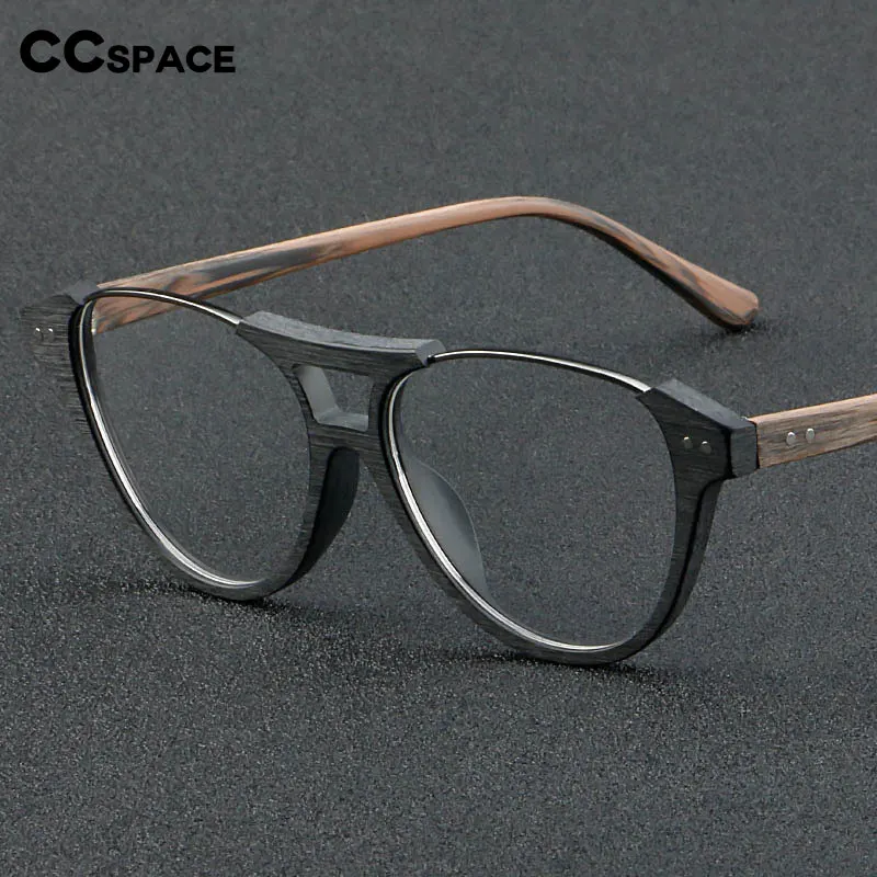 55763 Vintage Big Frame Wood-Grainedg Lasses Frame Men Optical Eyeglasses Frame Women Korea Luxury Brand Eyewear