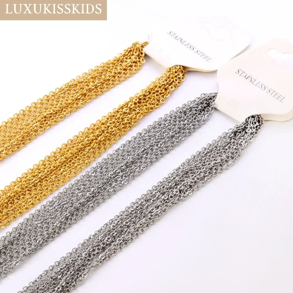 LUXUKISSKIDS High Quality 2mm Stainless Steel Chains Necklace Wholesale O-Chain 10pcs/Lots Waterproof DIY Jewelry Accessories