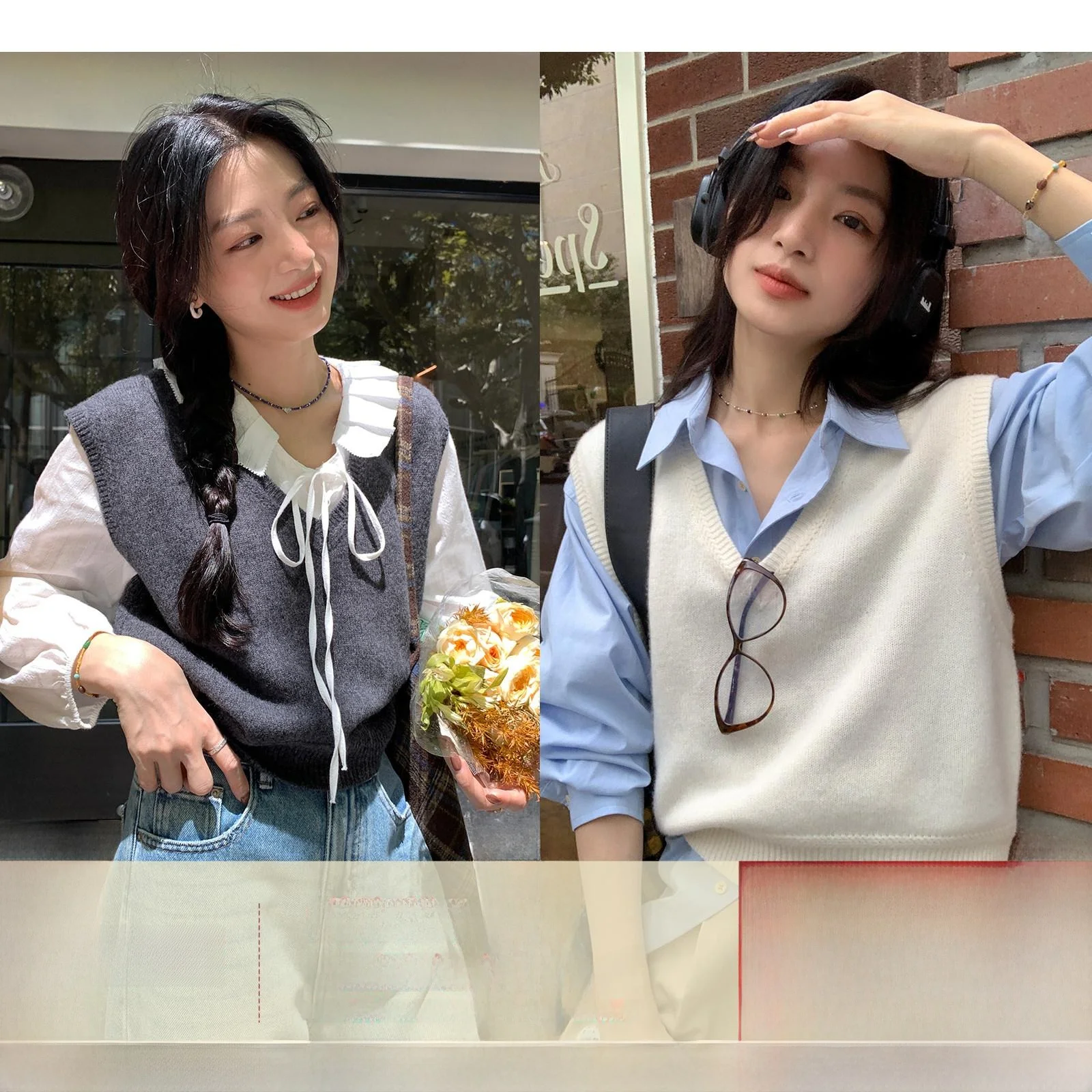 

Sisilyon Women's Knitted Wool Vest Soft Cozy V-Ne Layering Top Commute Sle Faion Korean Early Autumn Clothing