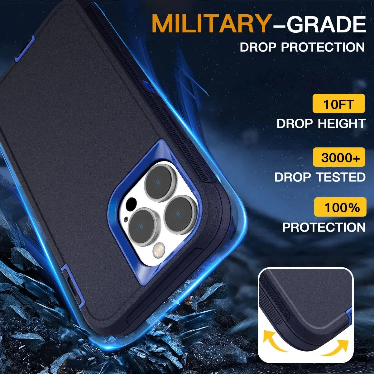 3 IN1 For iPhone 17E 16E 16 15 14 Plus 11 12 13 MINI 17 18 Pro Max  Air Heavy Duty Shockproof Armor Phone Case Coverr