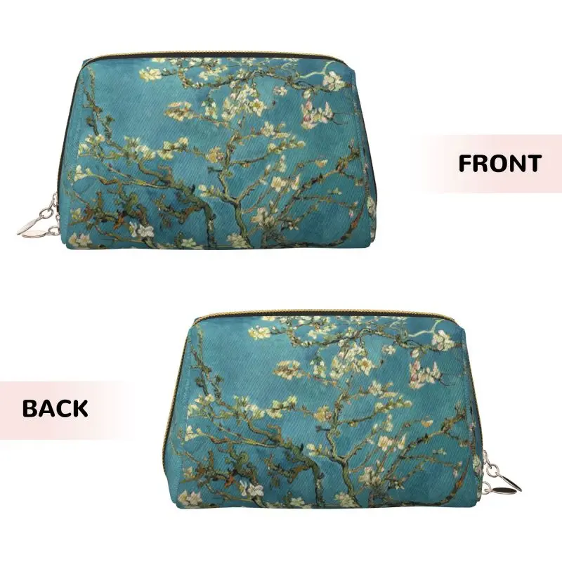 Vincent Van Gogh Almond Blossom Large Travel Makeup Bag Leather Cosmetic Bags Storage Bag for Women Waterproof Toiletry Pouch - view 2
