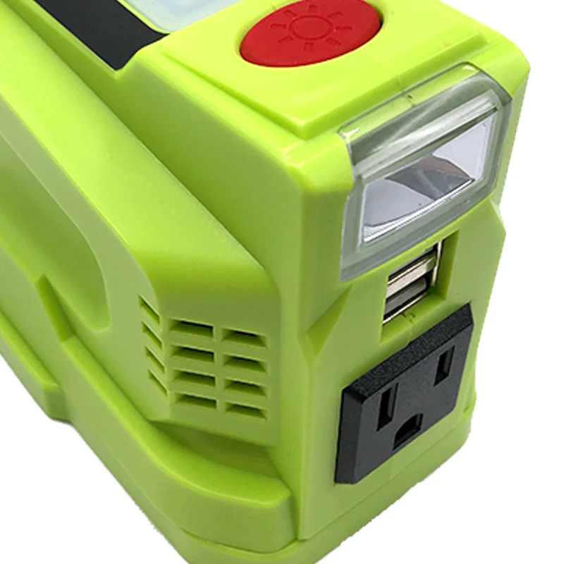 Batteria Ryobi 18V, Inverter portatile da 150W, adattatore di alimentazione da 110-120V con presa ca, ABS + PC