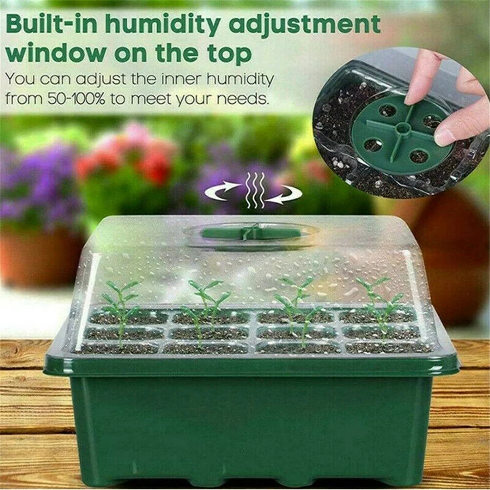 12 Seed Trays Set Rectangle Deep Root Grow Box Indoor Outdoor Cell Seedling Starter Tray Plant Pots For Bonsai Flowers Herbs