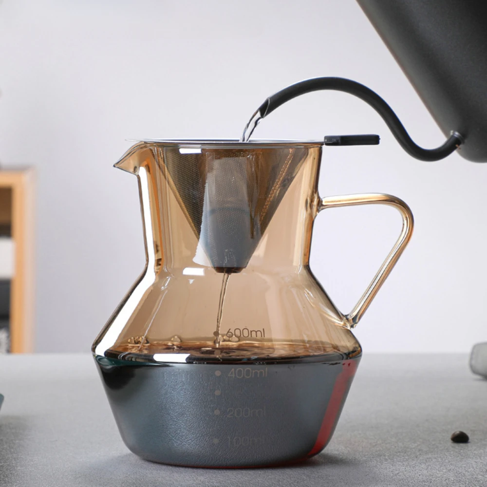 Caffettiera in vetro borosilicato, 400ml senza carta, filtro riutilizzabile in acciaio inossidabile, caffettiera con gocciolatore, accessori per caffè Espresso