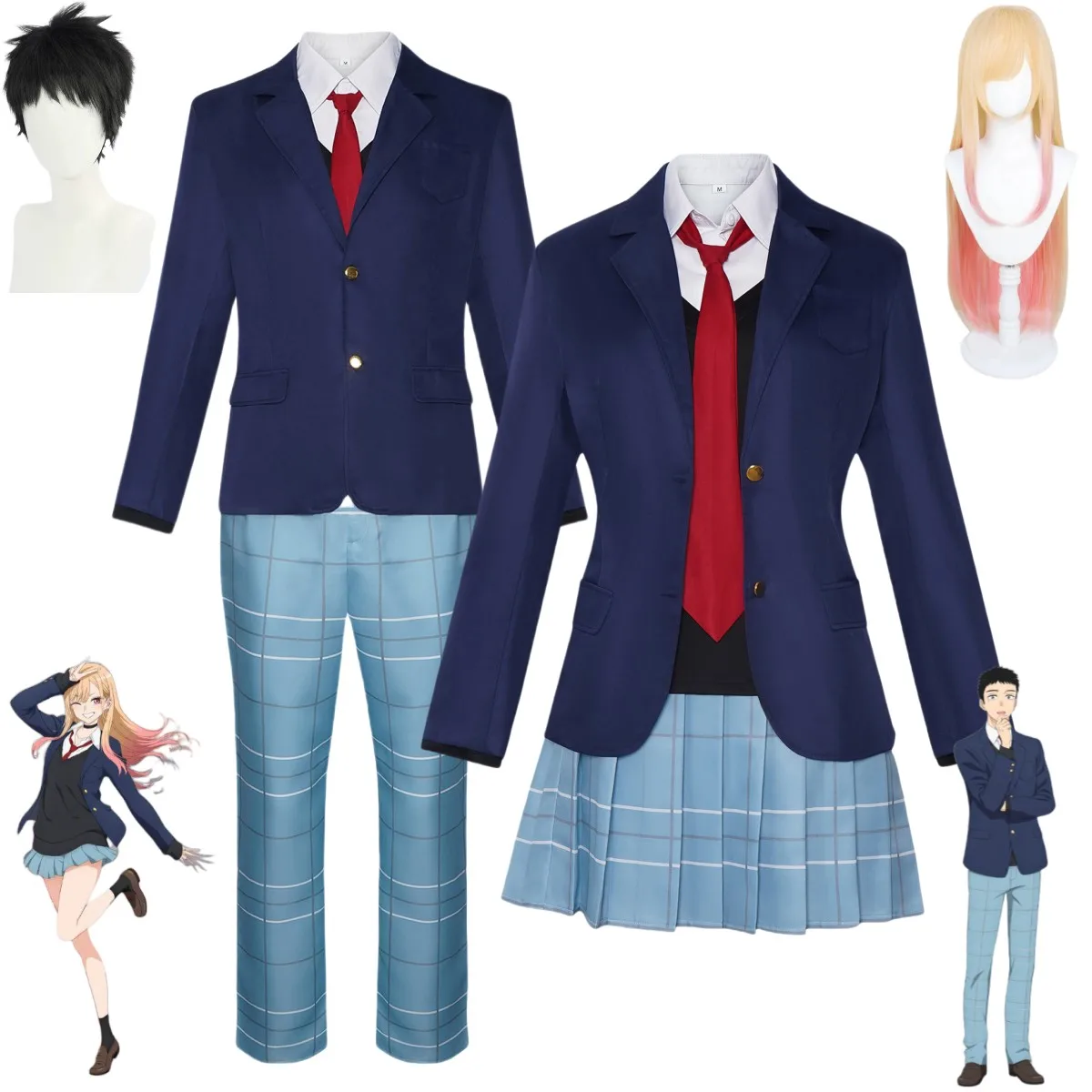

New Anime My Dress-Up Darling Season 2 Kitagawa Marin Gojo Wakana Cosplay Costume Wig Japanese JK School Uniform Man Woman Suit
