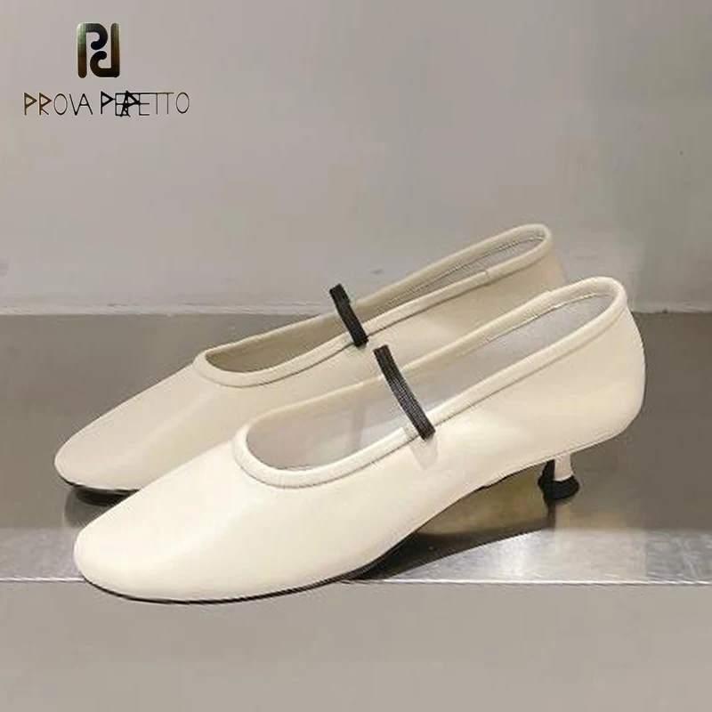 

Mary Janes Grandma Shoes Leisure Style Small High Heel Elastic Band Ballet Fashion Shoe Black White Soft Sheepskin Leather Mules