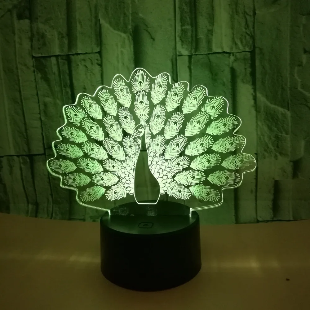 

Peacock 3d Lamp Seven Color Change 3d Lamp Led Visualgift 3d Small Night Light Novelty Luminaria De Mesa Kids Lamp