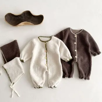 Plush Warm Baby Jumpsuit Romper for Autumn Winter 2026 New Fleece for Baby Clothing…