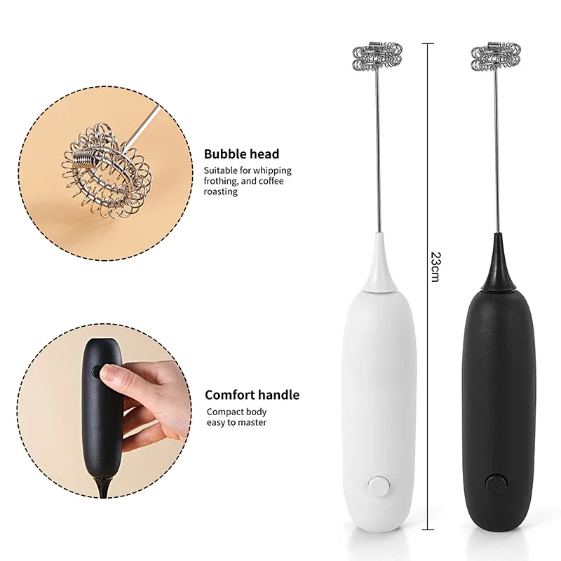 Hand Electric Milk Frother Automatic Rotary Egg Beater Coffee Cappuccino Creamer Whisk Frothy Blend Whisk Kitchen Mixer Stirrer