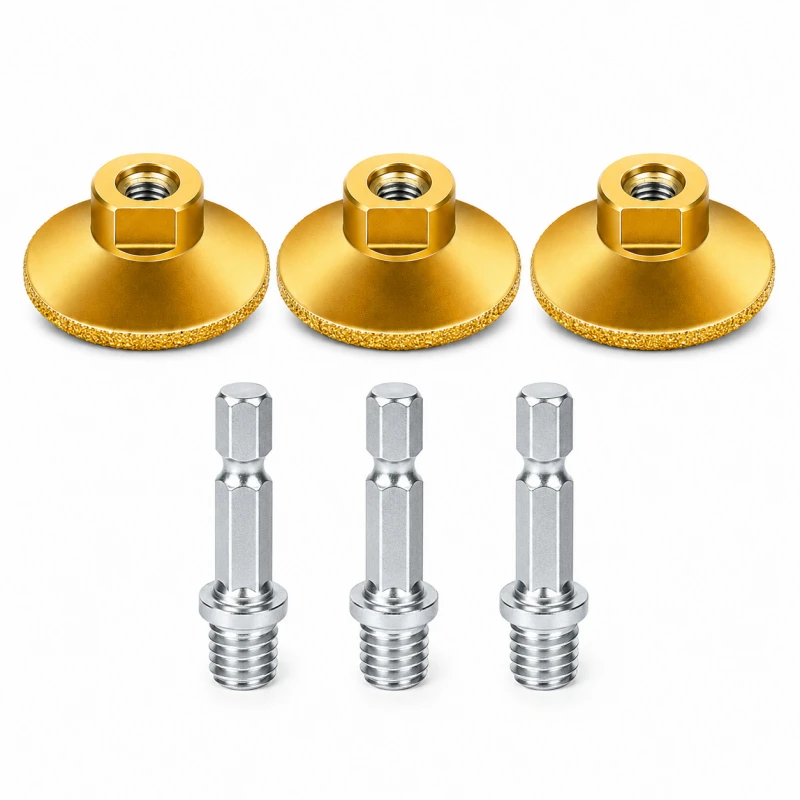 3PCS M10 Brazed Flat Grinding Wheel for Angle Grinder - Marble Quartz Polishing Head, Stone Smoothing & Finishing Tool