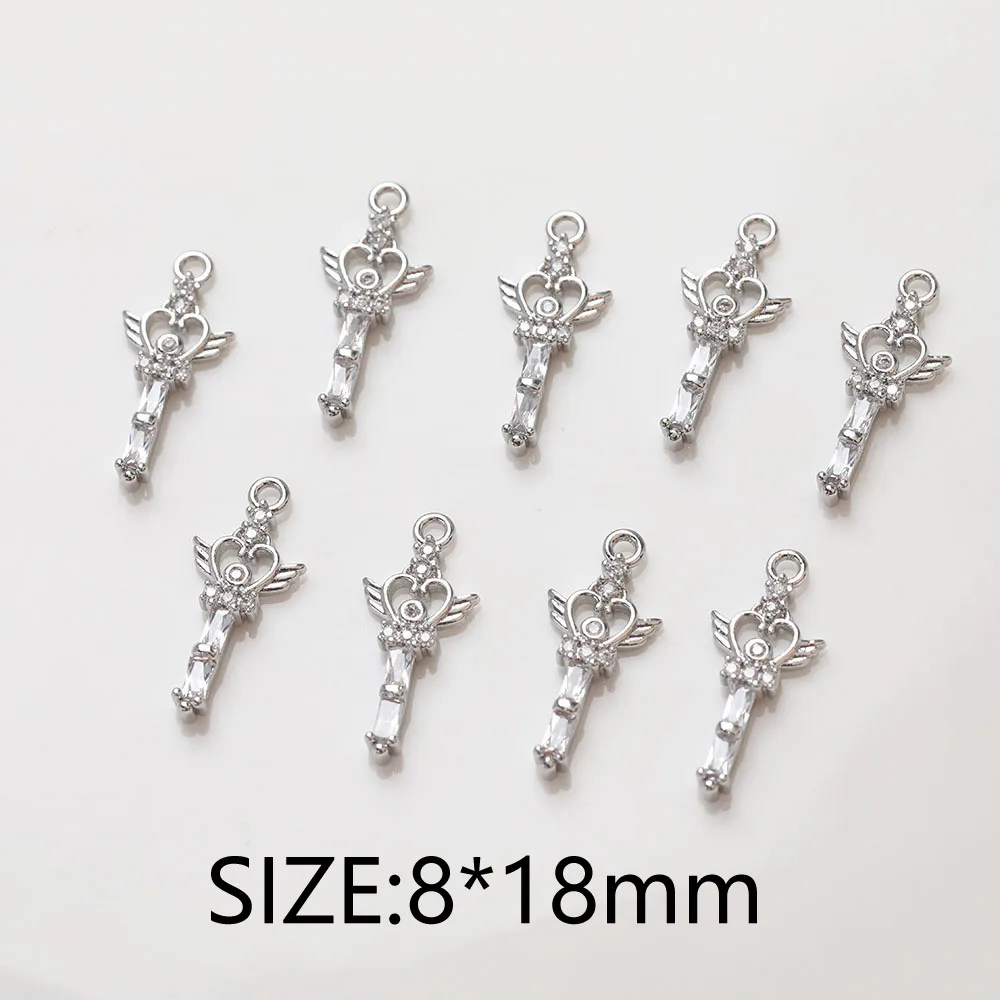 4PCS Personalized Castle Pendant Magic Wand Dainty  Charms for Jewelry Making Findings DIY Brass 14k Gold Plated Accessories