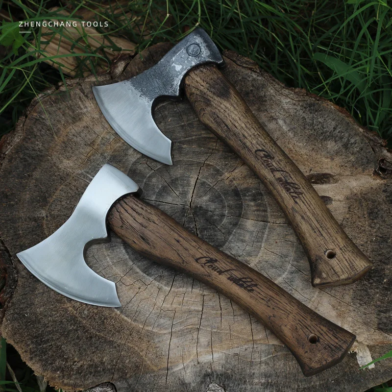 Outdoor multifunctional axe, high-carbon steel walnut handle, camping axe for chopping wood and bones