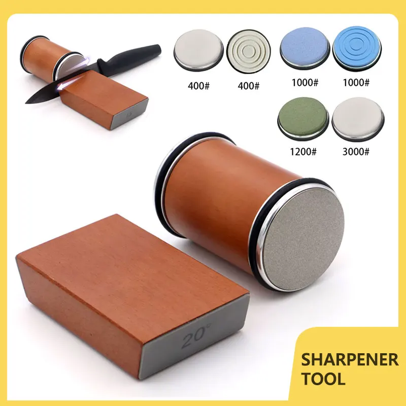 2025 15/20 Angle Kitchen Roller Knife Sharpener Kit with Adjustable Angle and Magnetic Knife Holder & Sharpening Stone Accessory