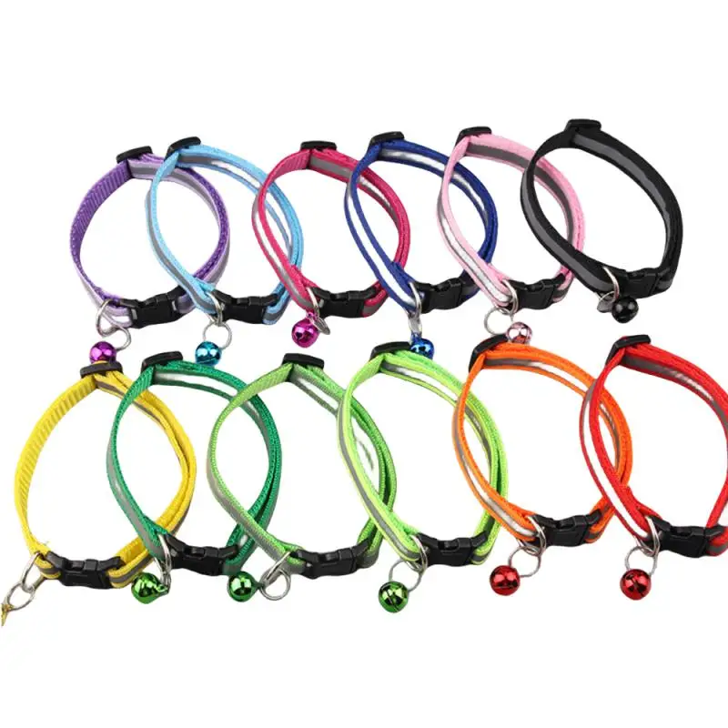 Reflective Cat Collar Anti-Lost Neck Ring Colorful Pet Necklace Bell Pet Supplies Safety Elastic Adjustable Collar Pet Products